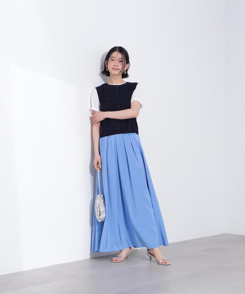 N.（N. Natural Beauty Basic）（エヌエヌナチュラルビューティーベーシック）の「総針コンパクトニットジレ（ベスト・レディース・オフホワイト/グリーン/ネイビー・MEDIUM）」の19枚目の写真