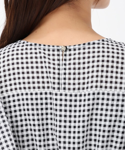 MISCH MASCH（ミッシュマッシュ）の「フレアスリーブギンガムチェックワンピース（ワンピース・レディース・ホワイト/ブラック×ホワイト・S/M）」の10枚目の写真
