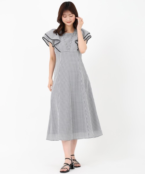 MISCH MASCH（ミッシュマッシュ）の「フレアスリーブギンガムチェックワンピース（ワンピース・レディース・ホワイト/ブラック×ホワイト・S/M）」の17枚目の写真