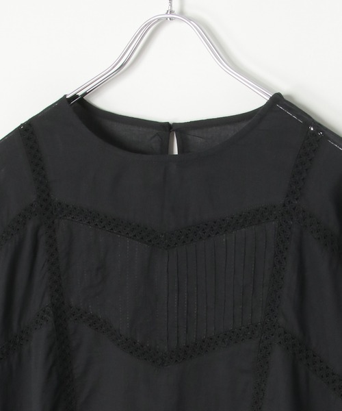 notch.（ノッチ）の「【 notch. by KR 】インド綿　シアー/レース切替ルーズボイルワンピース（ワンピース・レディース・ネイビー/オフホワイト/ブルー/ブラック・M/TM）」の18枚目の写真