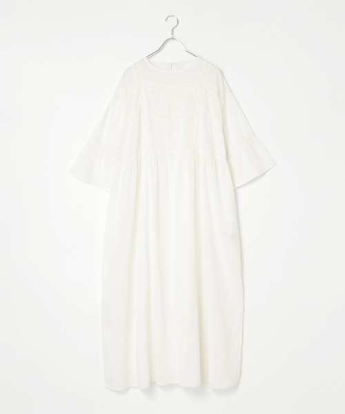 notch.（ノッチ）の「【 notch. by KR 】インド綿　シアー/レース切替ルーズボイルワンピース（ワンピース・レディース・ネイビー/オフホワイト/ブルー/ブラック・M/TM）」の12枚目の写真