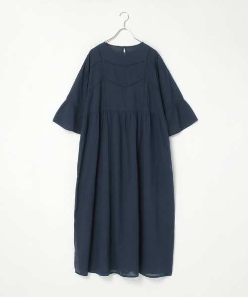 notch.（ノッチ）の「【 notch. by KR 】インド綿　シアー/レース切替ルーズボイルワンピース（ワンピース・レディース・ネイビー/オフホワイト/ブルー/ブラック・M/TM）」の14枚目の写真