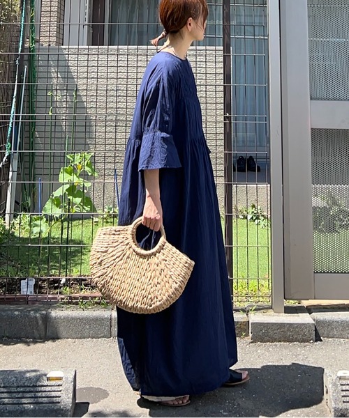 notch.（ノッチ）の「【 notch. by KR 】インド綿　シアー/レース切替ルーズボイルワンピース（ワンピース・レディース・ネイビー/オフホワイト/ブルー/ブラック・M/TM）」の22枚目の写真