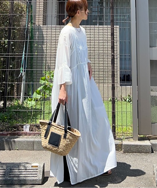notch.（ノッチ）の「【 notch. by KR 】インド綿　シアー/レース切替ルーズボイルワンピース（ワンピース・レディース・ネイビー/オフホワイト/ブルー/ブラック・M/TM）」の13枚目の写真