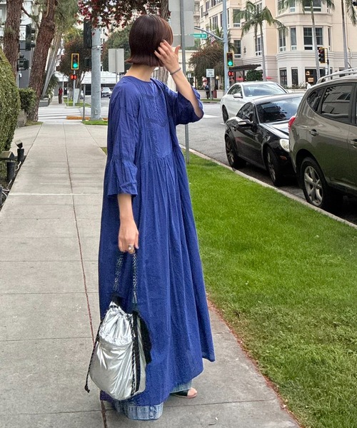 notch.（ノッチ）の「【 notch. by KR 】インド綿　シアー/レース切替ルーズボイルワンピース（ワンピース・レディース・ネイビー/オフホワイト/ブルー/ブラック・M/TM）」の20枚目の写真