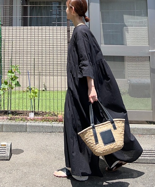 notch.（ノッチ）の「【 notch. by KR 】インド綿　シアー/レース切替ルーズボイルワンピース（ワンピース・レディース・ネイビー/オフホワイト/ブルー/ブラック・M/TM）」の12枚目の写真