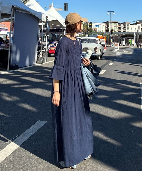 notch.（ノッチ）の「【 notch. by KR 】インド綿　シアー/レース切替ルーズボイルワンピース（ワンピース・レディース・ネイビー/オフホワイト/ブルー/ブラック・M/TM）」の14枚目の写真