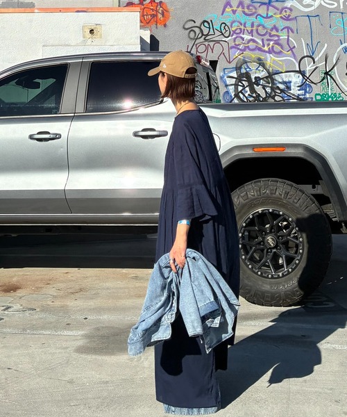notch.（ノッチ）の「【 notch. by KR 】インド綿　シアー/レース切替ルーズボイルワンピース（ワンピース・レディース・ネイビー/オフホワイト/ブルー/ブラック・M/TM）」の17枚目の写真
