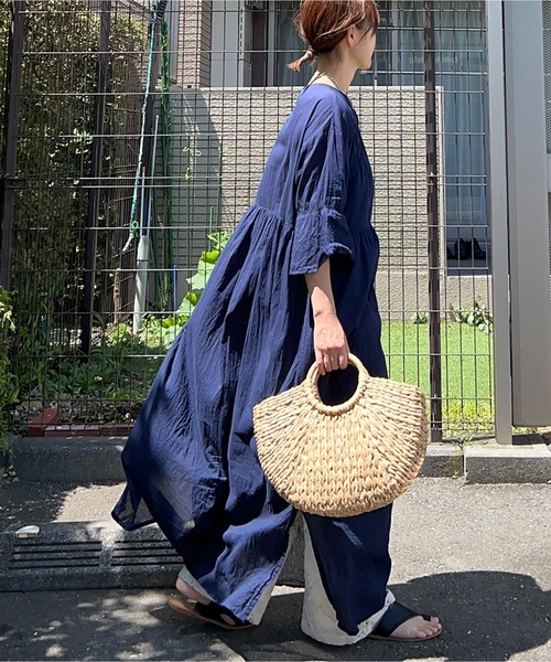 notch.（ノッチ）の「【 notch. by KR 】インド綿　シアー/レース切替ルーズボイルワンピース（ワンピース・レディース・ネイビー/オフホワイト/ブルー/ブラック・M/TM）」の11枚目の写真