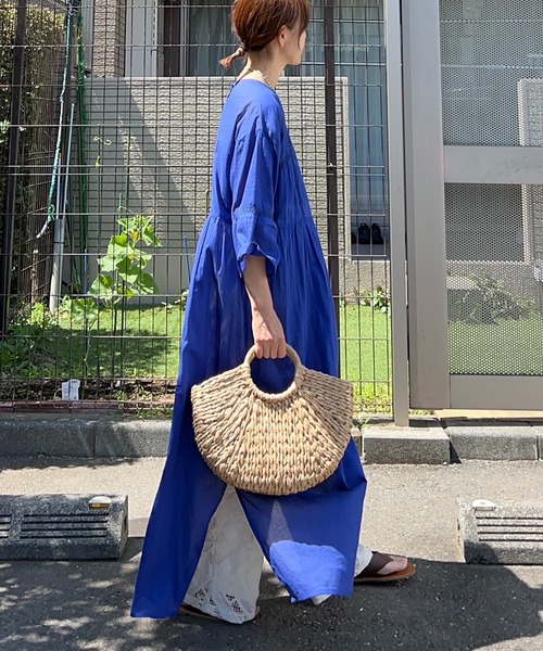 notch.（ノッチ）の「【 notch. by KR 】インド綿　シアー/レース切替ルーズボイルワンピース（ワンピース・レディース・ネイビー/オフホワイト/ブルー/ブラック・M/TM）」の10枚目の写真