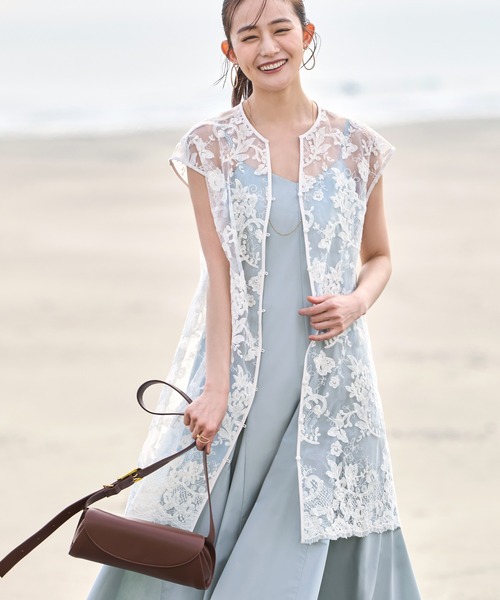ルイルエブティック RUIRUE BOUTIQUE レースジレ＆フレアキャミワンピースセットアップ （チャコール） ルイルエブティック RUIRUE BOUTIQUE レースジレ＆フレアキャミ
