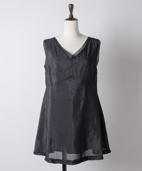 hem sheer pleated dress / ヘムシアープリーツドレス