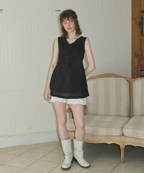 hem sheer pleated dress / ヘムシアープリーツドレス