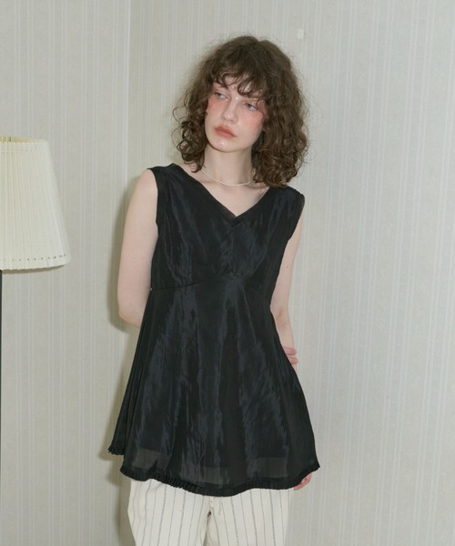 hem sheer pleated dress / ヘムシアープリーツドレス