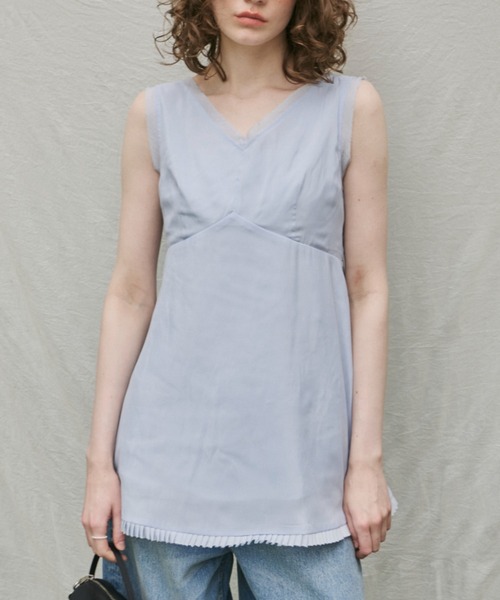 hem sheer pleated dress / ヘムシアープリーツドレス