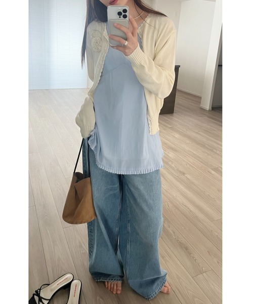 GIUNON（ジウノン）の「hem sheer pleated dress / ヘムシアープリーツドレス（ワンピース・レディース・ブルー/ブラック/ホワイト・FREE）」の20枚目の写真