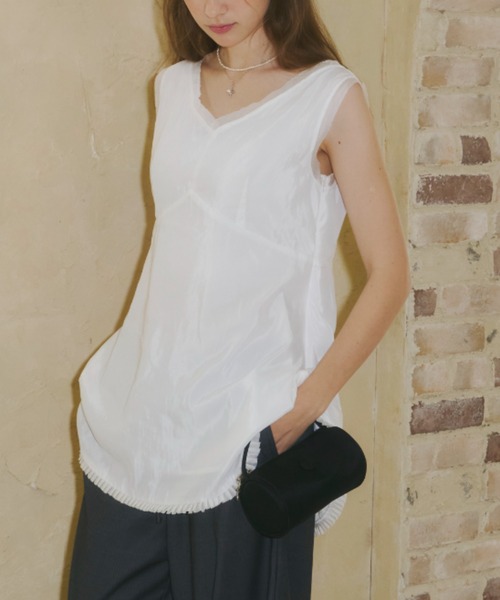 hem sheer pleated dress / ヘムシアープリーツドレス
