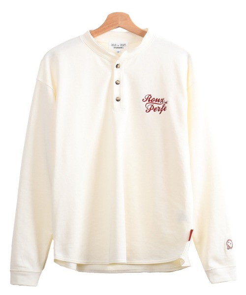 Felt-Maglietta（フェルトマリエッタ）の「[ROUXDI PERFE ルゥディパフィー]日本製ヘンリーネックトップス（Tシャツ/カットソー・メンズ・ホワイト/ブラック・MEDIUM/LARGE）」の10枚目の写真