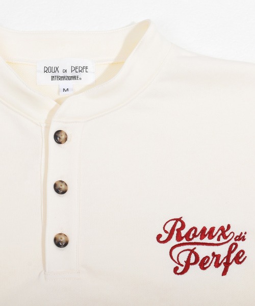 Felt-Maglietta（フェルトマリエッタ）の「[ROUXDI PERFE ルゥディパフィー]日本製ヘンリーネックトップス（Tシャツ/カットソー・メンズ・ホワイト/ブラック・MEDIUM/LARGE）」の13枚目の写真