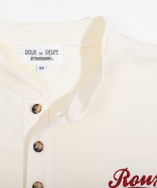Felt-Maglietta（フェルトマリエッタ）の「[ROUXDI PERFE ルゥディパフィー]日本製ヘンリーネックトップス（Tシャツ/カットソー・メンズ・ホワイト/ブラック・MEDIUM/LARGE）」の14枚目の写真