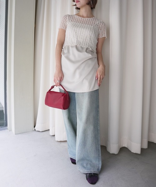 O'fmus(オフムス)の「【O'fmus】 シアーストライプレーストップス ofmw25s019(その他トップス・レディース・ブラック/アイボリー・FREE)」の9枚目の写真
