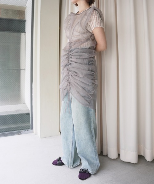 O'fmus(オフムス)の「【O'fmus】 シアーストライプレーストップス ofmw25s019(その他トップス・レディース・ブラック/アイボリー・FREE)」の14枚目の写真