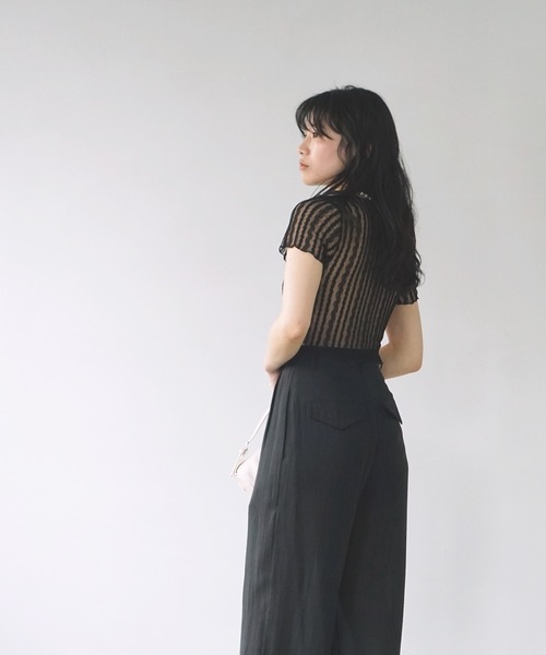 O'fmus(オフムス)の「【O'fmus】 シアーストライプレーストップス ofmw25s019(その他トップス・レディース・ブラック/アイボリー・FREE)」の18枚目の写真
