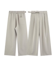 調節ベルト付きワイドタックスラックスパンツ