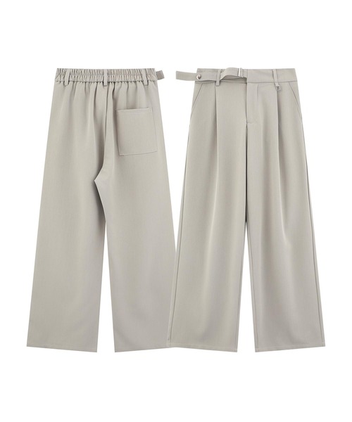 aimoha（アイモハ）の「調節ベルト付きワイドタックスラックスパンツ（スラックス・メンズ・ライトベージュ/チョコ/ブラック・MEDIUM/LARGE）」の3枚目の写真