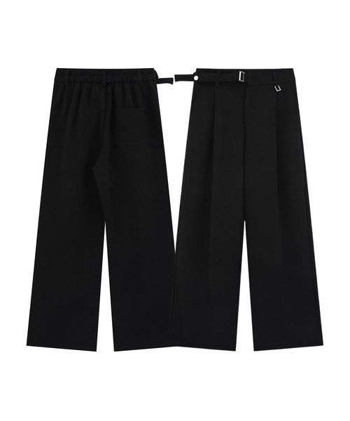 aimoha（アイモハ）の「調節ベルト付きワイドタックスラックスパンツ（スラックス・メンズ・ライトベージュ/チョコ/ブラック・MEDIUM/LARGE）」の2枚目の写真