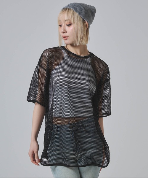 ENVYM(アンビー)の「メッシュビックシルエットTシャツ(Tシャツ/カットソー・レディース・ブラック/カーキ/ホワイト・FREE)」の10枚目の写真