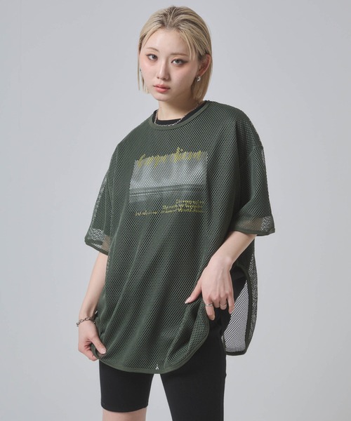 ENVYM(アンビー)の「メッシュビックシルエットTシャツ(Tシャツ/カットソー・レディース・ブラック/カーキ/ホワイト・FREE)」の17枚目の写真
