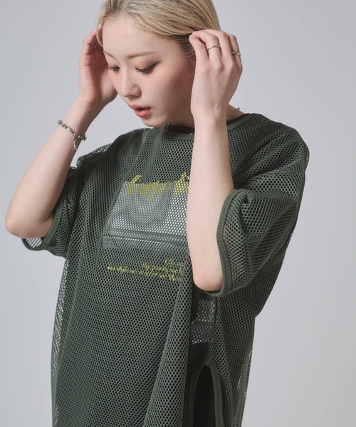 ENVYM(アンビー)の「メッシュビックシルエットTシャツ(Tシャツ/カットソー・レディース・ブラック/カーキ/ホワイト・FREE)」の19枚目の写真