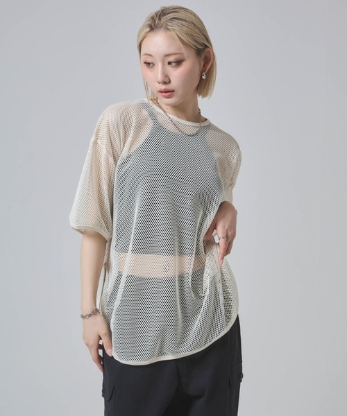 ENVYM(アンビー)の「メッシュビックシルエットTシャツ(Tシャツ/カットソー・レディース・ブラック/カーキ/ホワイト・FREE)」の12枚目の写真