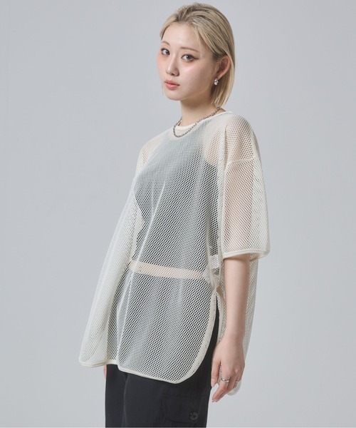 ENVYM(アンビー)の「メッシュビックシルエットTシャツ(Tシャツ/カットソー・レディース・ブラック/カーキ/ホワイト・FREE)」の14枚目の写真