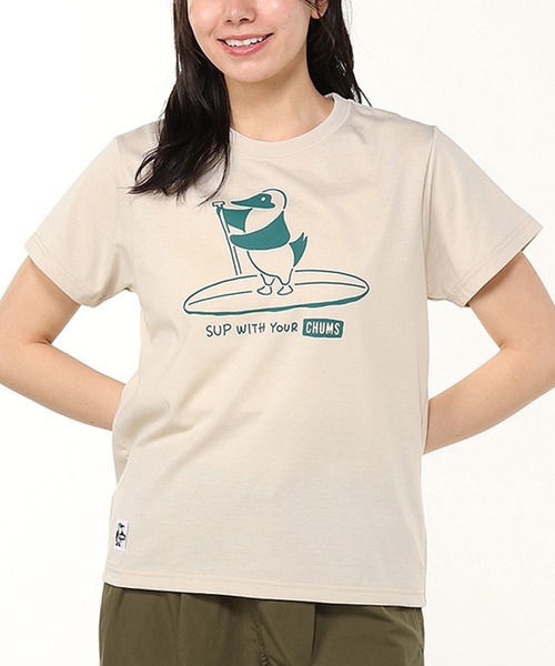 CHUMS(チャムス)の「CHUMS/チャムス 半袖Tシャツ フロントプリント UVケア 速乾 CH01-2540(Tシャツ/カットソー・メンズ・ブラック/ライトベージュ/ホワイト/サーモンピンク・M/L/XL)」の3枚目の写真