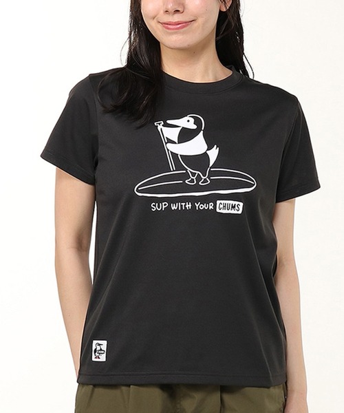 CHUMS(チャムス)の「CHUMS/チャムス 半袖Tシャツ フロントプリント UVケア 速乾 CH01-2540(Tシャツ/カットソー・メンズ・ブラック/ライトベージュ/ホワイト/サーモンピンク・M/L/XL)」の1枚目の写真
