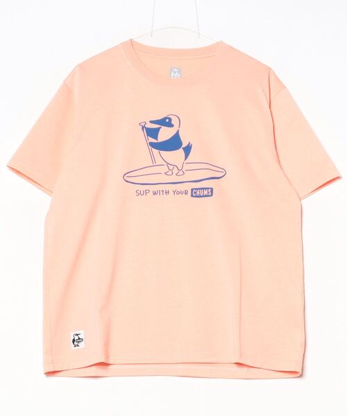 CHUMS(チャムス)の「CHUMS/チャムス 半袖Tシャツ フロントプリント UVケア 速乾 CH01-2540(Tシャツ/カットソー・メンズ・ブラック/ライトベージュ/ホワイト/サーモンピンク・M/L/XL)」の10枚目の写真