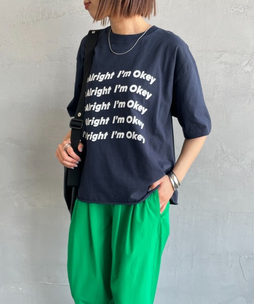 FUNG（ファング）の「[FUNG/ファング] IM ALRIGHT カットオフ プリントＴシャツ（Tシャツ/カットソー・レディース・ネイビー・M）」の5枚目の写真