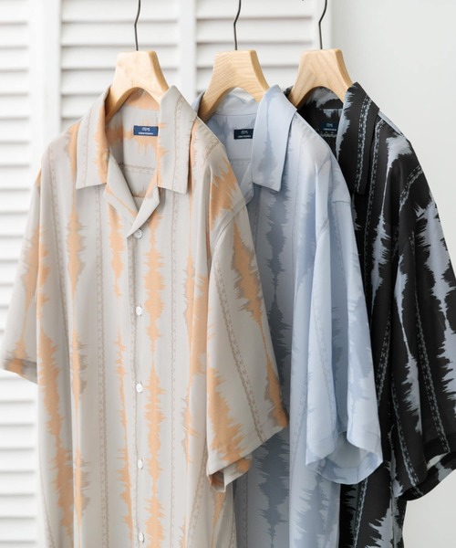 ITEMS URBANRESEARCH（アイテムズ アーバンリサーチ）の「デジタルストライププリント半袖シャツ（シャツ/ブラウス・メンズ・グレー/モカ/ブラック・LARGE/MEDIUM）」の4枚目の写真