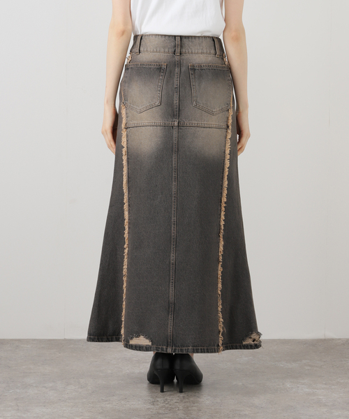 JOINT WORKS（ジョイントワークス）の「フリンジデニムロングスカート（デニムスカート・レディース・ブラック/ベージュ・MEDIUM/SMALL）」の7枚目の写真