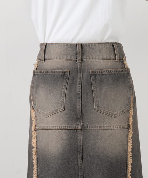 JOINT WORKS（ジョイントワークス）の「フリンジデニムロングスカート（デニムスカート・レディース・ブラック/ベージュ・MEDIUM/SMALL）」の9枚目の写真