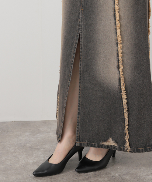 JOINT WORKS（ジョイントワークス）の「フリンジデニムロングスカート（デニムスカート・レディース・ブラック/ベージュ・MEDIUM/SMALL）」の11枚目の写真