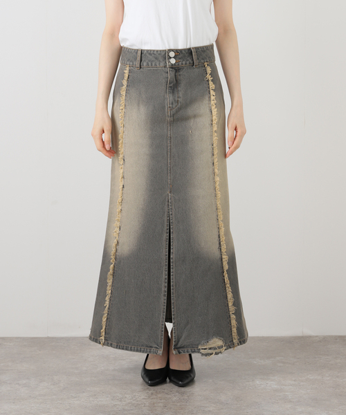 JOINT WORKS（ジョイントワークス）の「フリンジデニムロングスカート（デニムスカート・レディース・ブラック/ベージュ・MEDIUM/SMALL）」の19枚目の写真