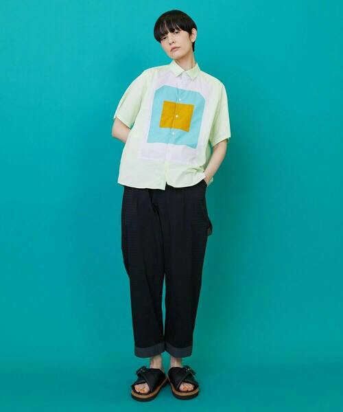 FRAPBOIS（フラボア）の「ターゲットシャツ（シャツ/ブラウス・レディース・ネイビー/ライム・1/2）」の9枚目の写真