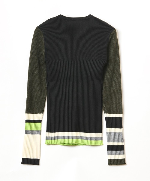 AULA AILA（アウラアイラ）の「ボーダースリーブリブニット（ニット/セーター・レディース・オフホワイト/ブラック/ブラウン/レッド・0）」の9枚目の写真