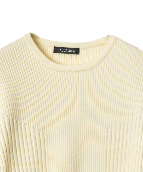 AULA AILA（アウラアイラ）の「ボーダースリーブリブニット（ニット/セーター・レディース・オフホワイト/ブラック/ブラウン/レッド・0）」の17枚目の写真