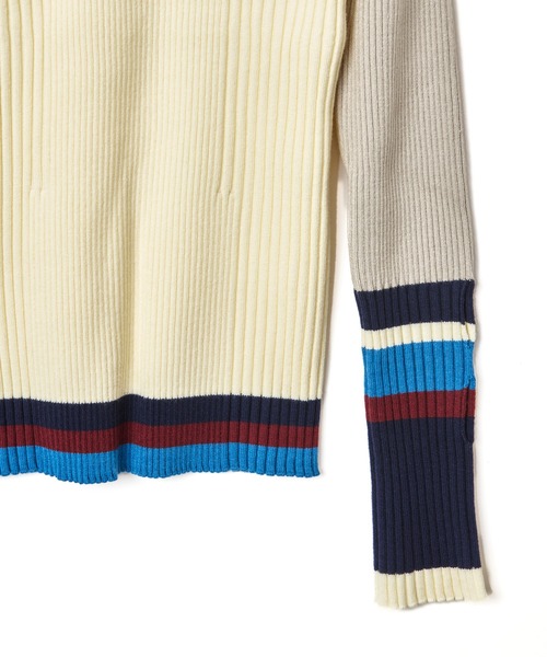 AULA AILA（アウラアイラ）の「ボーダースリーブリブニット（ニット/セーター・レディース・オフホワイト/ブラック/ブラウン/レッド・0）」の15枚目の写真