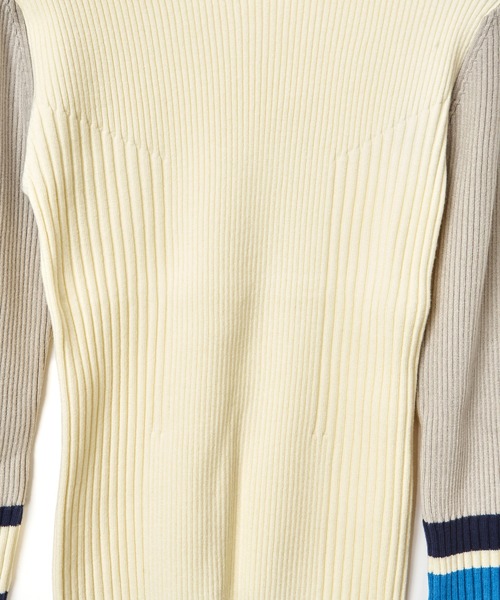 AULA AILA（アウラアイラ）の「ボーダースリーブリブニット（ニット/セーター・レディース・オフホワイト/ブラック/ブラウン/レッド・0）」の14枚目の写真