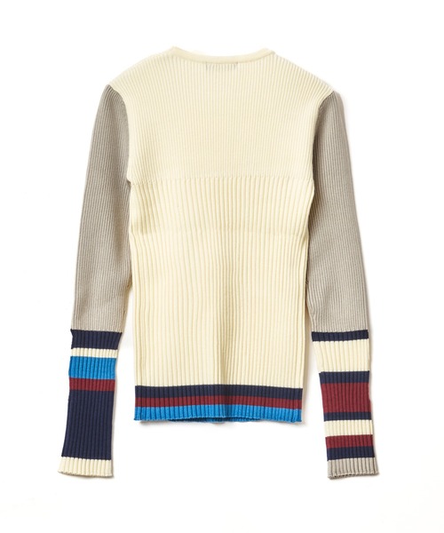 AULA AILA（アウラアイラ）の「ボーダースリーブリブニット（ニット/セーター・レディース・オフホワイト/ブラック/ブラウン/レッド・0）」の11枚目の写真